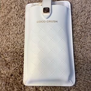 CHANEL White Coco Crush Leather Phone Sleeve with Snap
